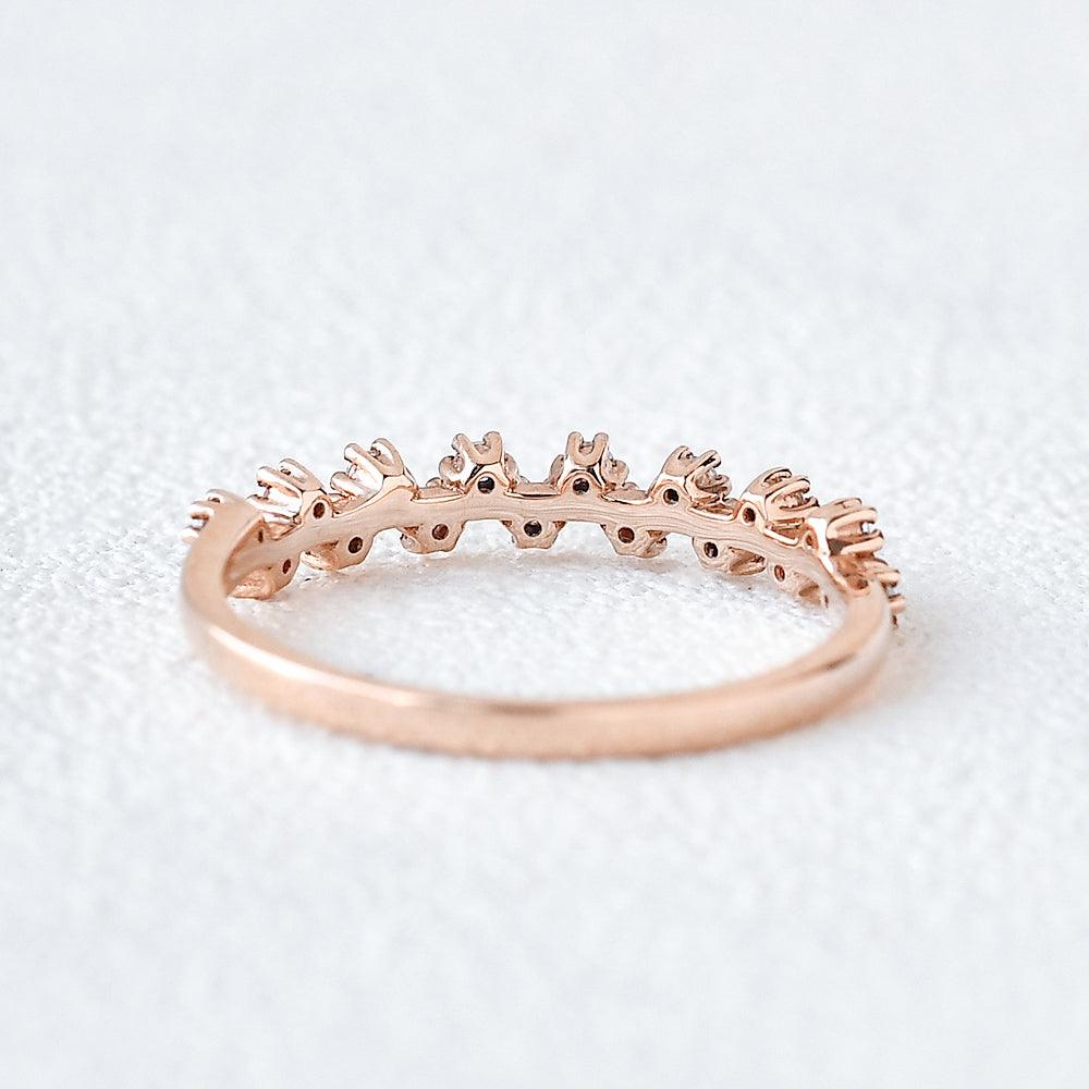 0.15 TCW Round Moissanite Dainty Cluster Wedding Band