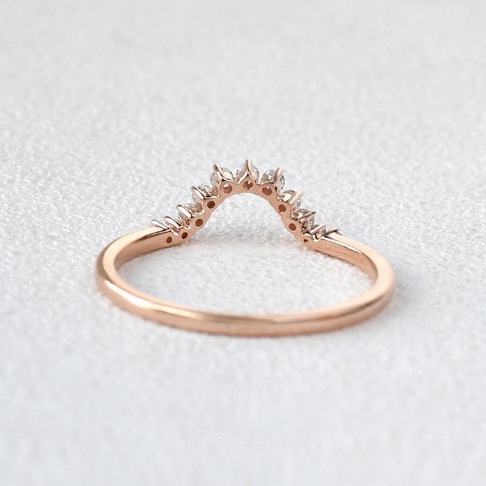 0.1 TCW Round Moissanite Curved Pave Stacking Wedding Band
