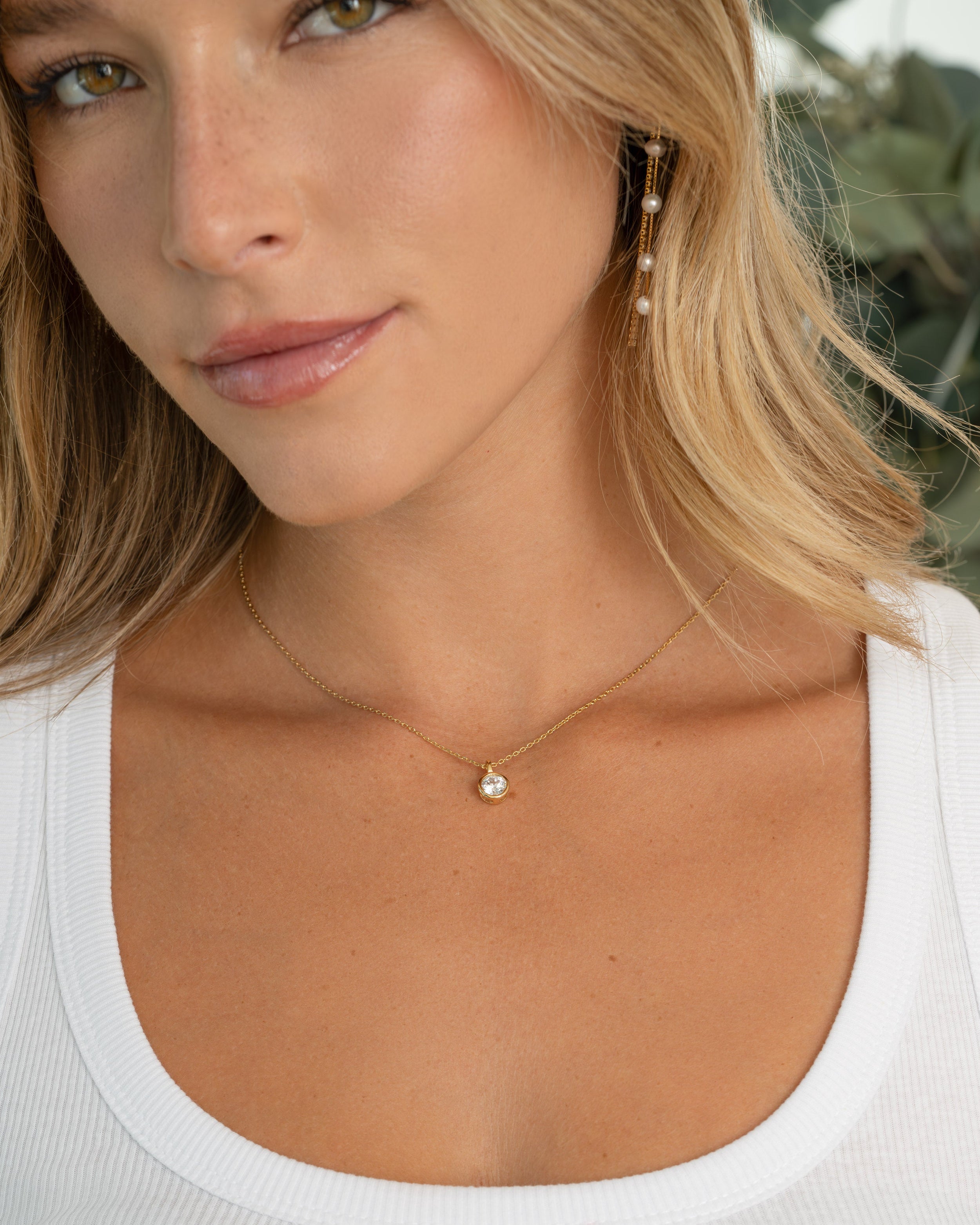 0.9 CT Round Cut Moissanite Diamond Solitaire Bezel Pendant Necklace