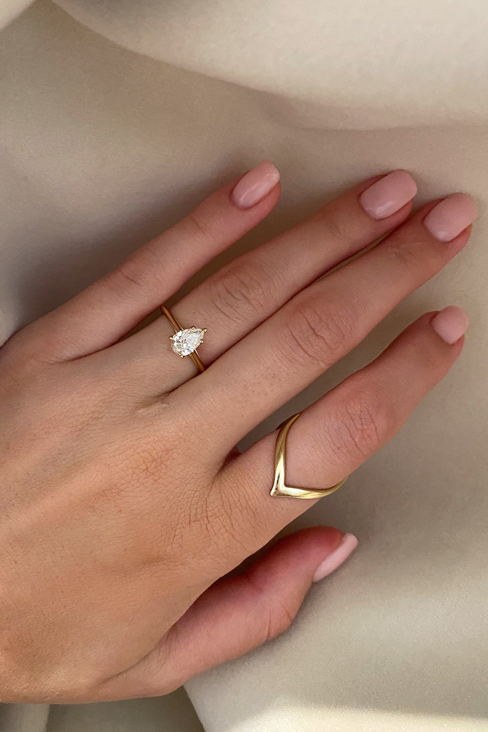 1 CT - 2 CT Pear Cut Lab grown Diamond Solitaire Engagement Ring