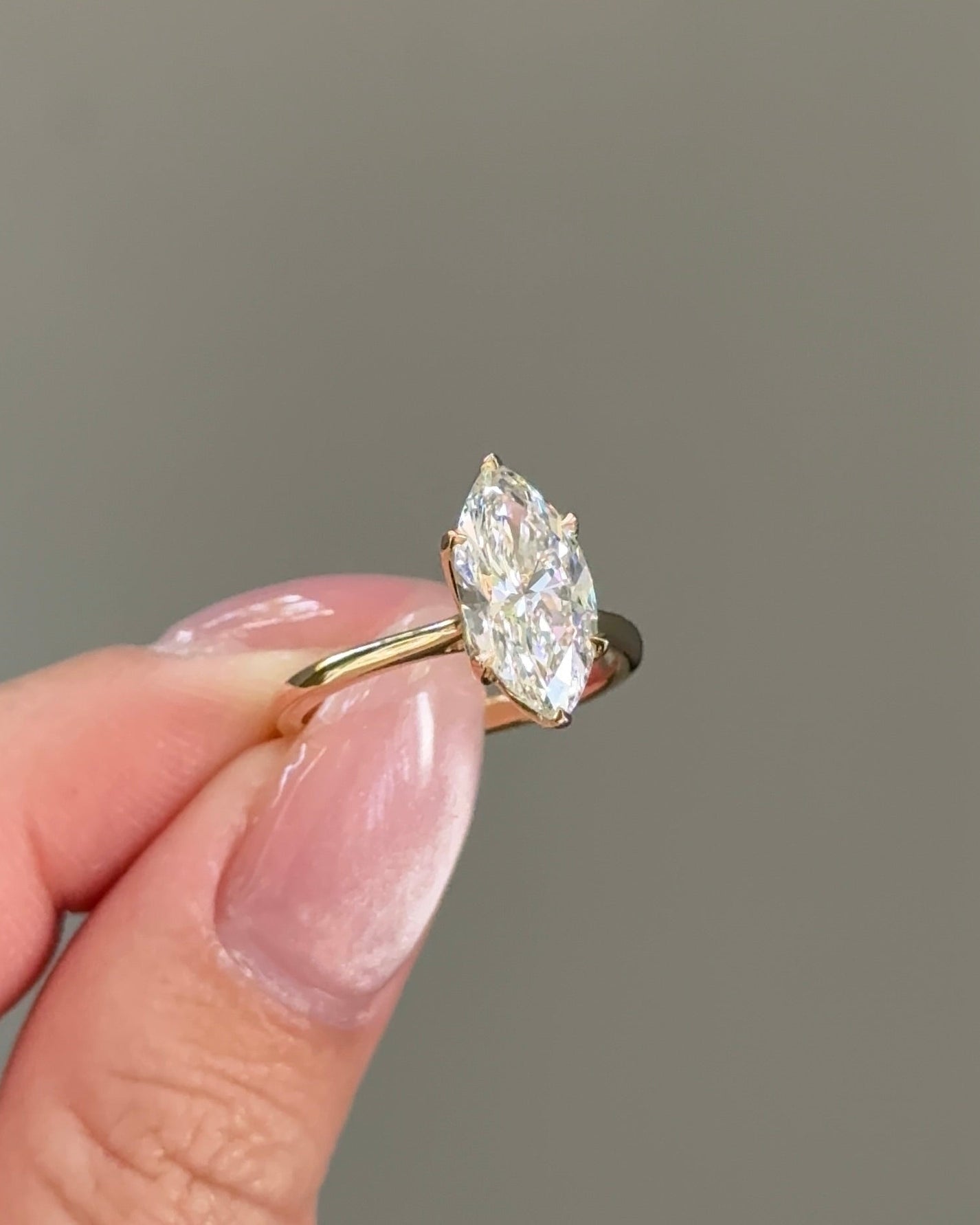 Marquise Cut Lab grown Diamond Floral Solitaire Engagement Ring