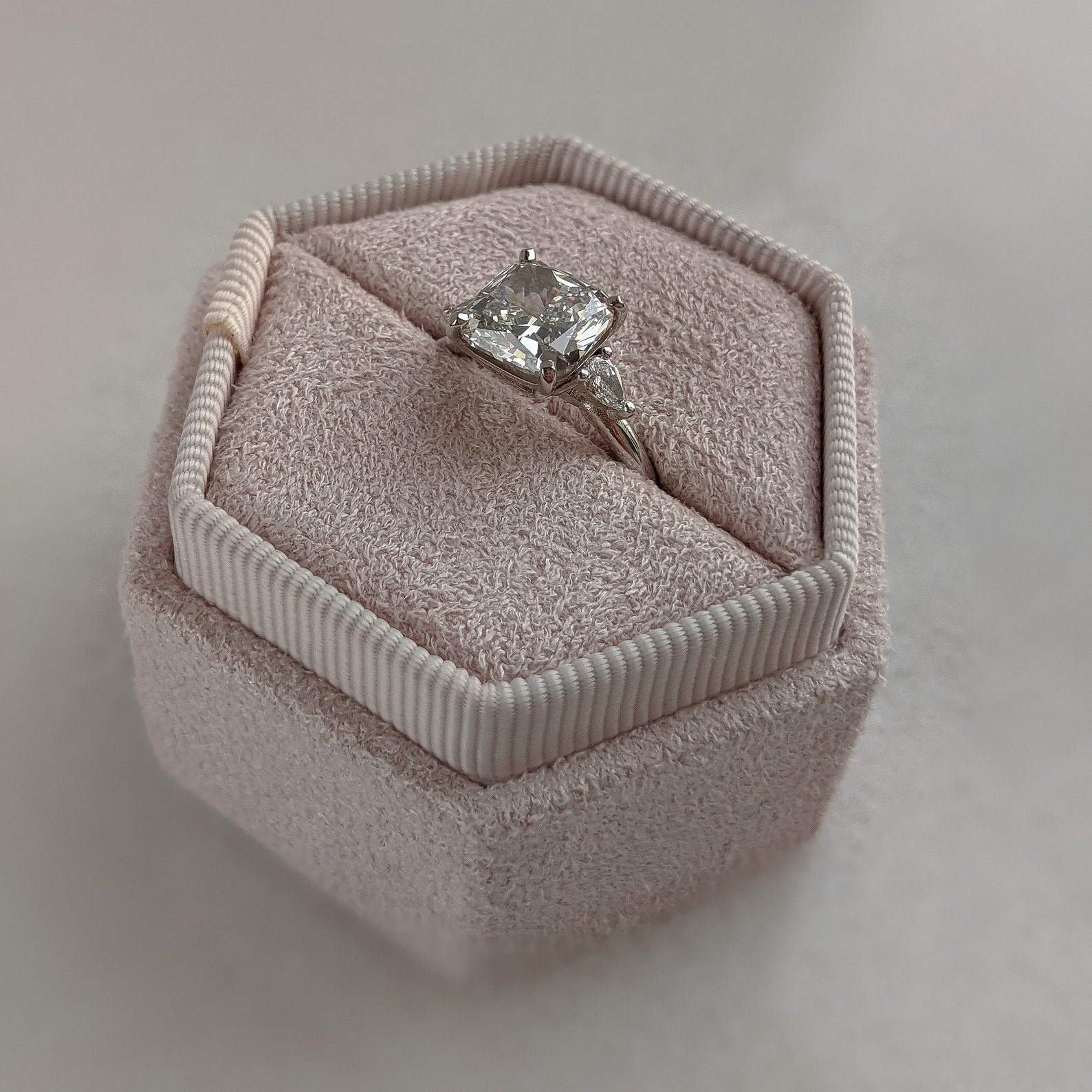 3 CT Cushion Cut Three Stone Moissanite Engagement Ring