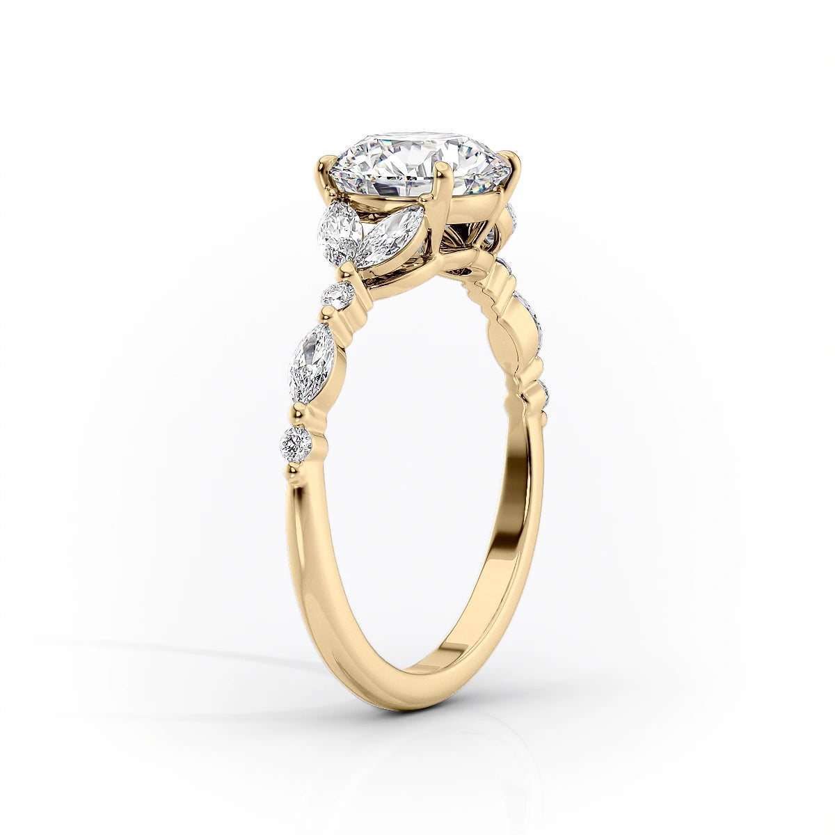 1 CT - 2 CT Elongated Cushion Cut Cluster Moissanite Engagement Ring