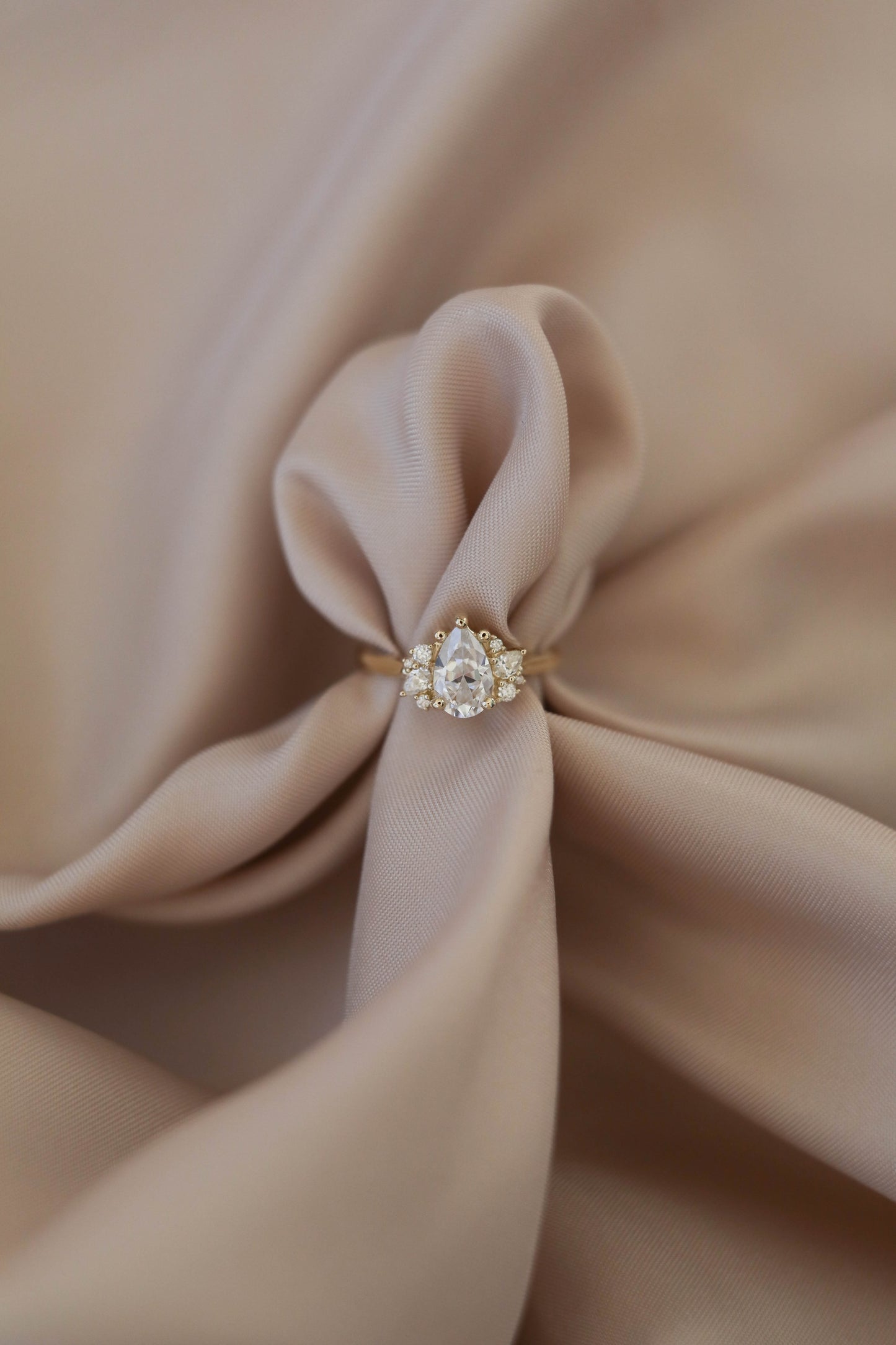 0.8 CT - 1.25 CT Pear Cut Lab grown Diamond Cluster Engagement Ring