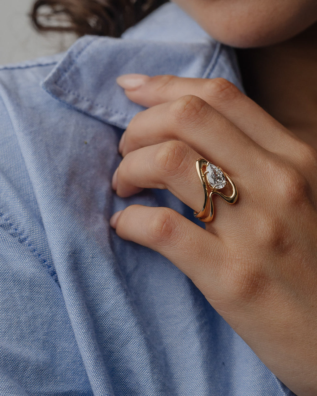 Plain Organic Curved Wedding Band