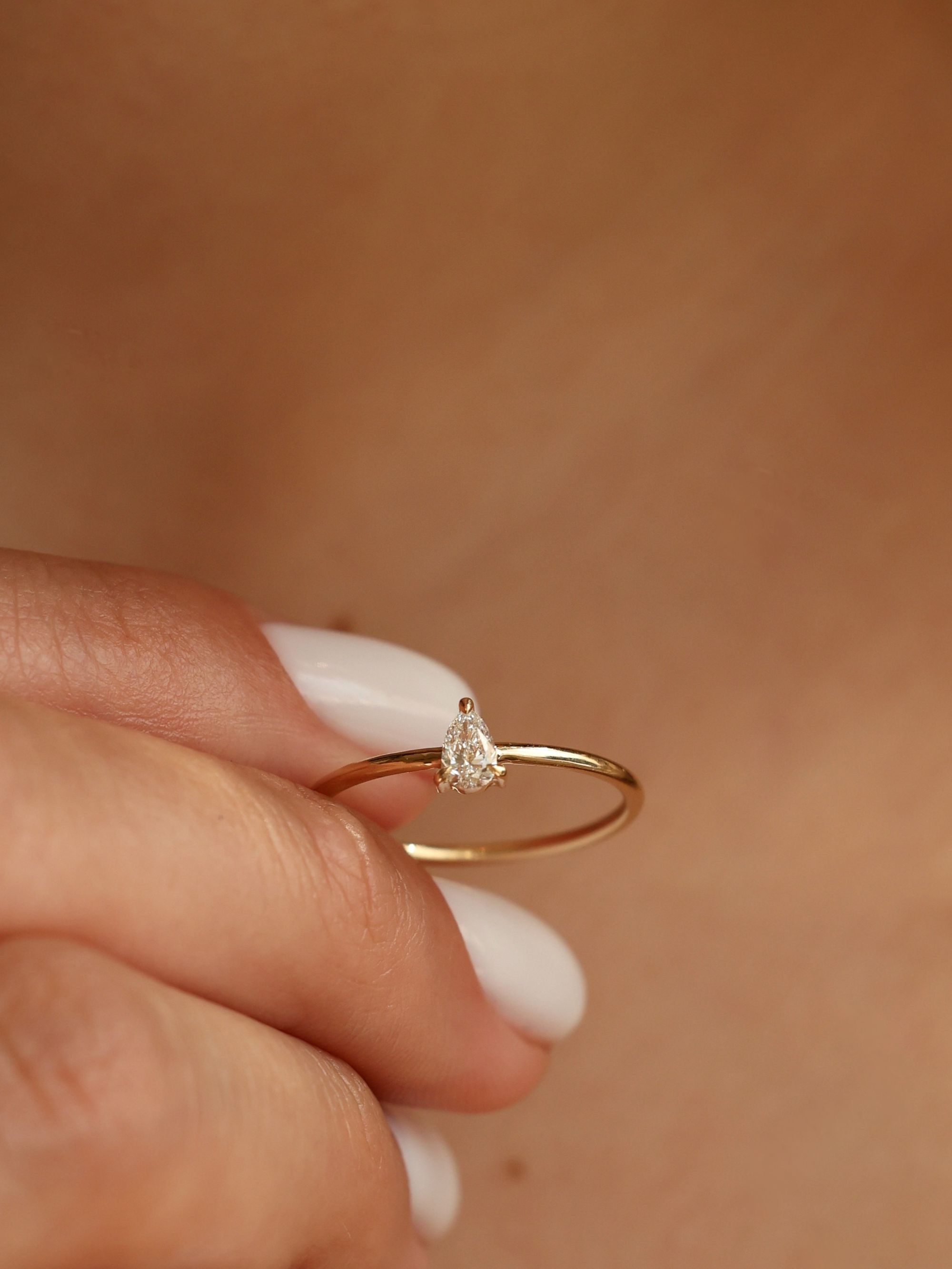 0.20 CT - 2.20 CT Pear Cut Lab grown Diamond Solitaire Engagement Ring