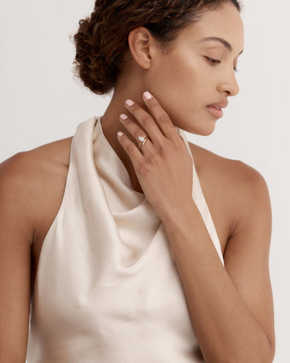 1 CT Pear Cut Lab grown Diamond Bypass Side Stone & Half Pave Engagement Ring