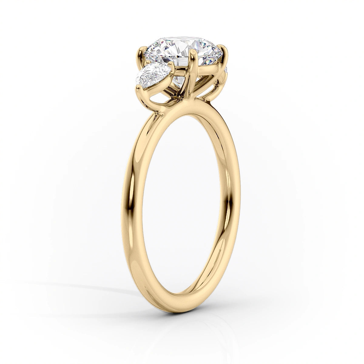 2 CT - 3 CT Pear Cut Three Stone Moissanite Engagement Ring