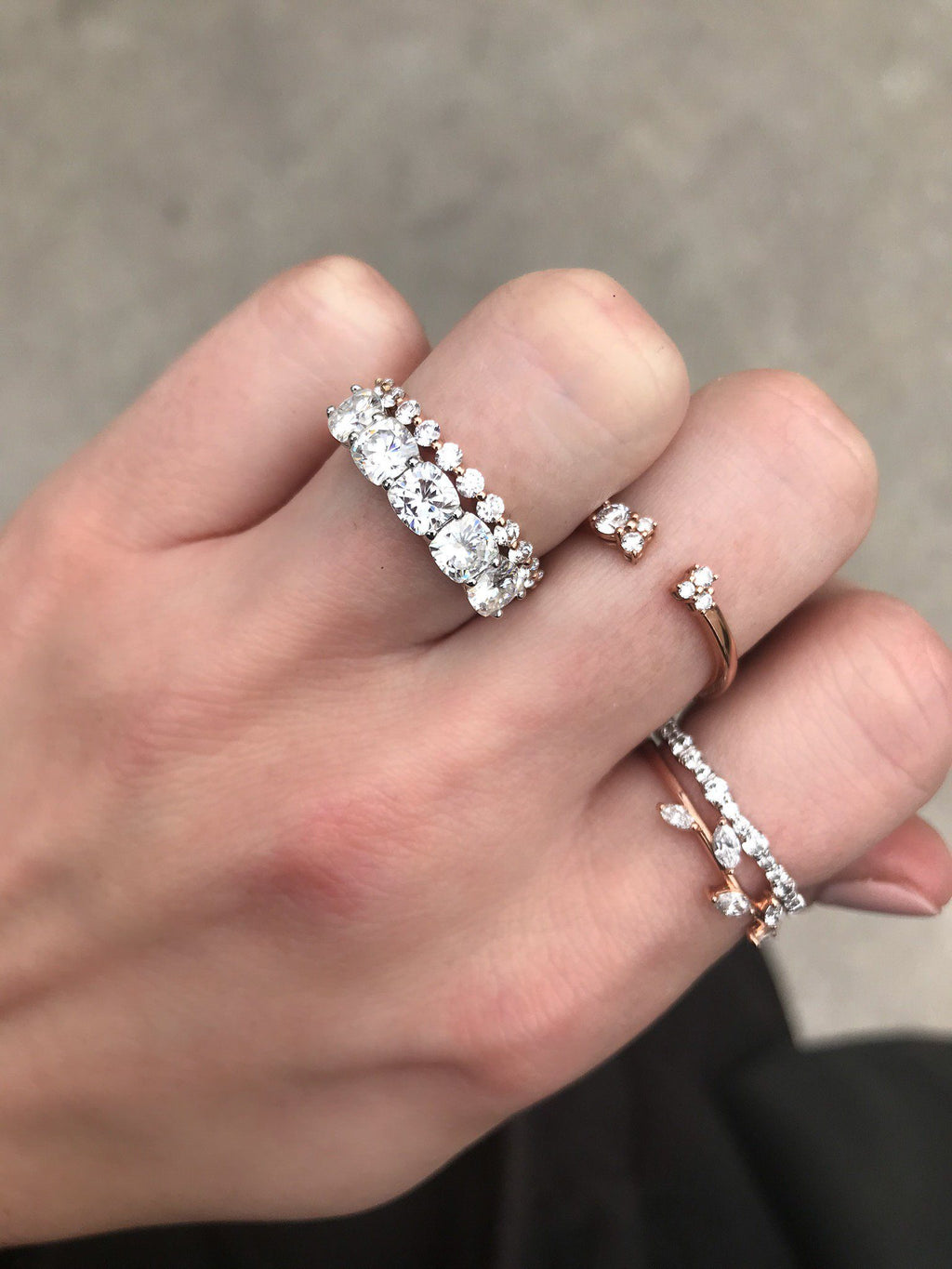 0.5 TCW Round CVD Diamond Dainty Half Eternity Wedding Band