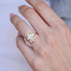 1.5 CT Emerald Cut Moissanite Fairmont Mosaic Engagement Ring
