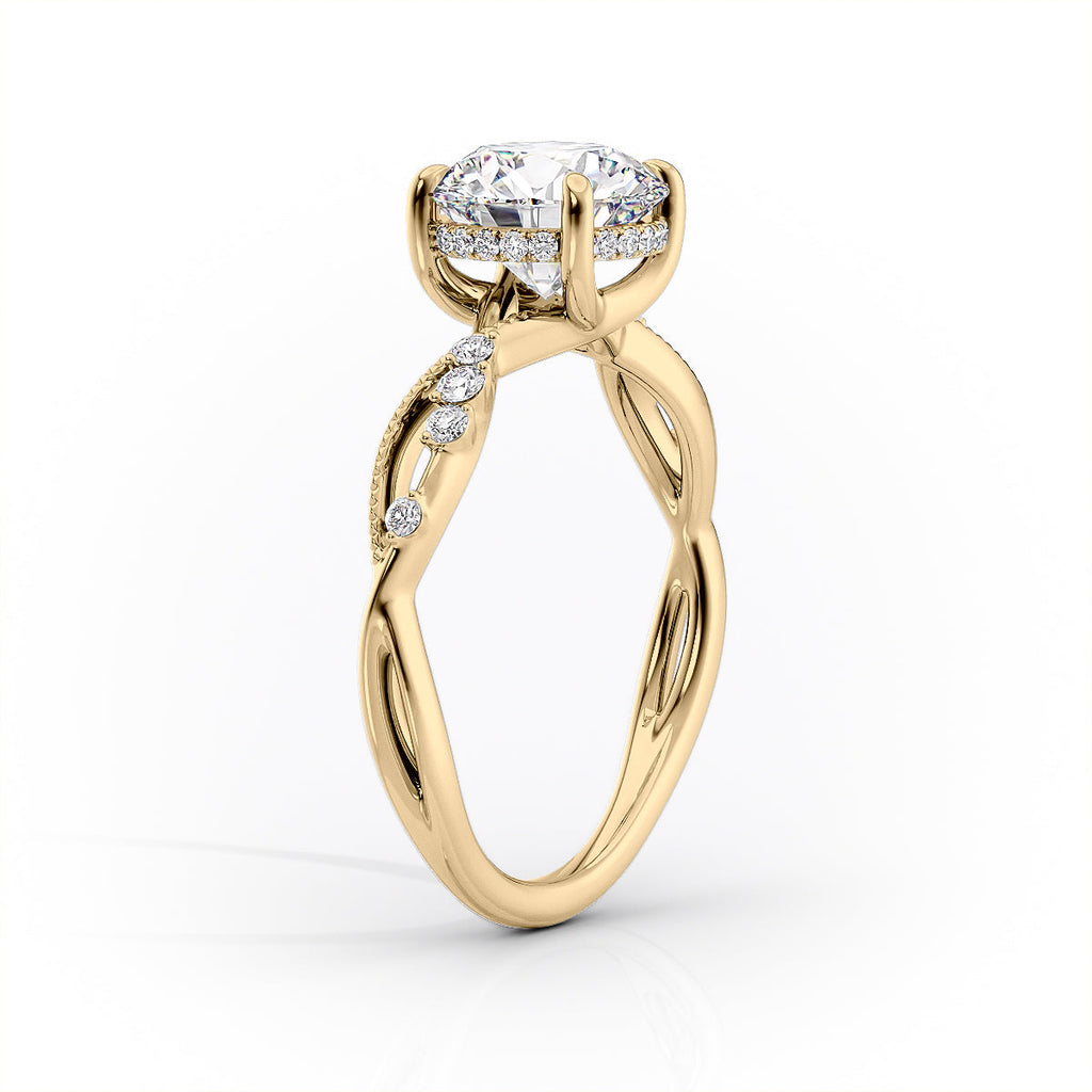 2 CT - 3 CT Marquise Cut Hidden Halo & Twisted Cluster Set Moissanite Engagement Ring