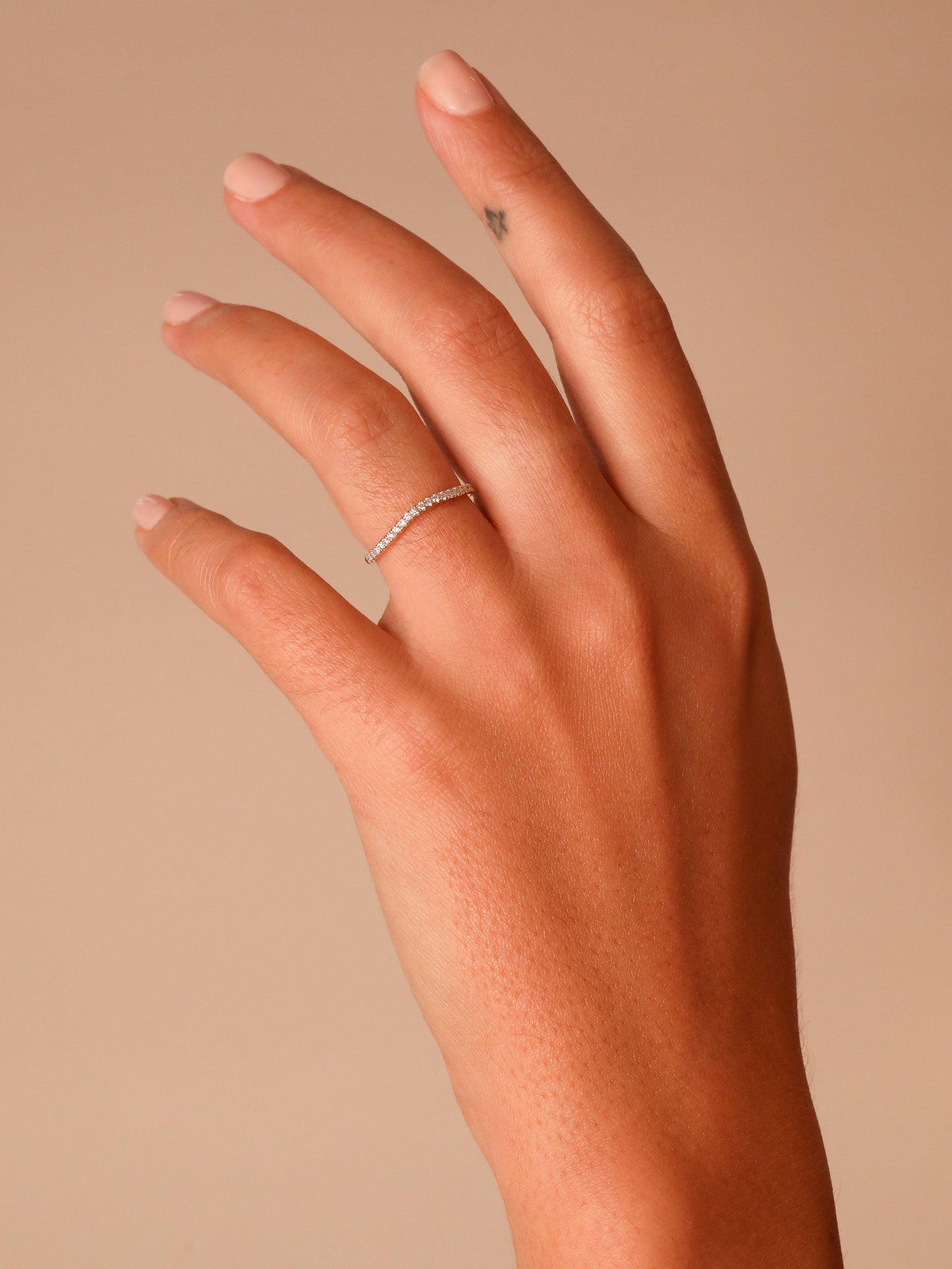 0.26 TCW Champagne CVD Diamond Curved Micro Pave Wedding Band