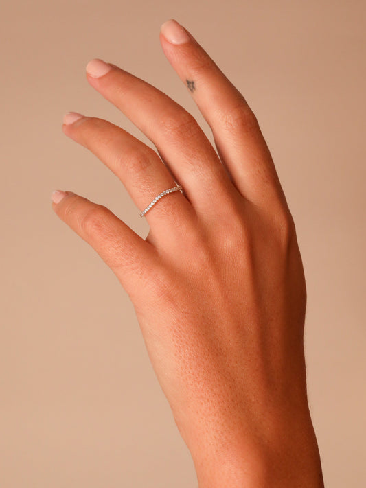 0.26 TCW Champagne CVD Diamond Curved Micro Pave Wedding Band