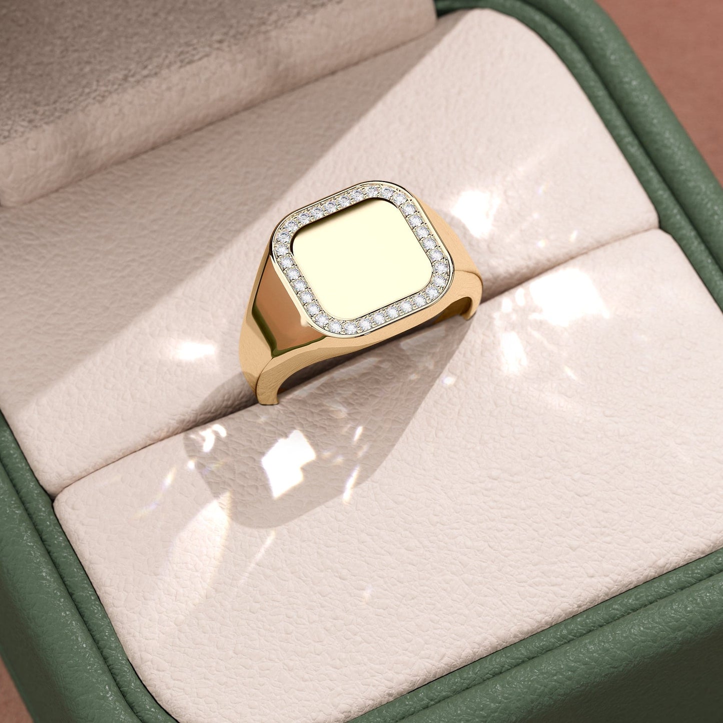 0.12 TCW Round Signet Moissanite Engagement Ring