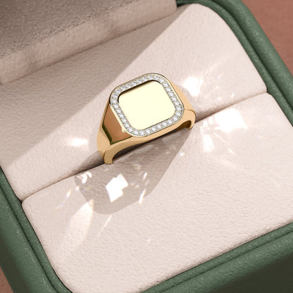 0.12 TCW Round Signet Moissanite Engagement Ring