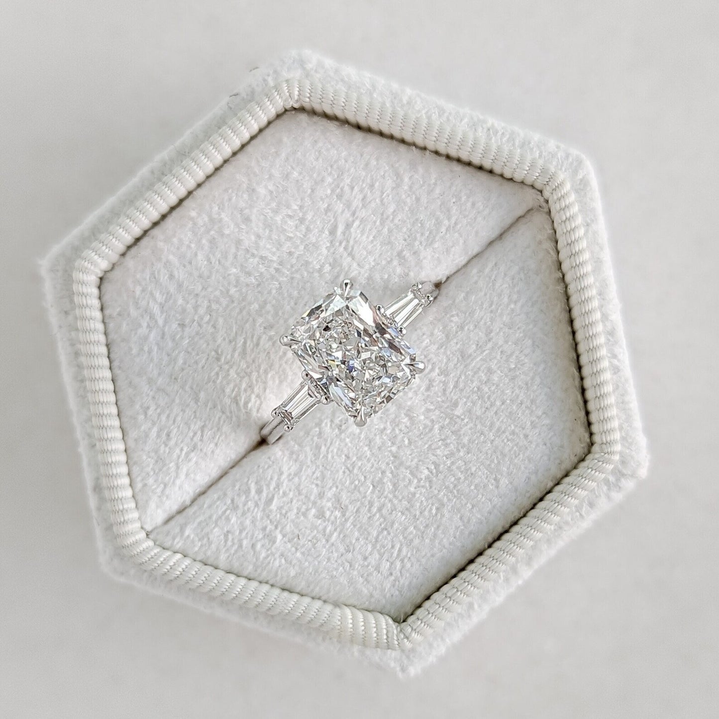 2 CT Radiant Cut Three Stone Moissanite Engagement Ring