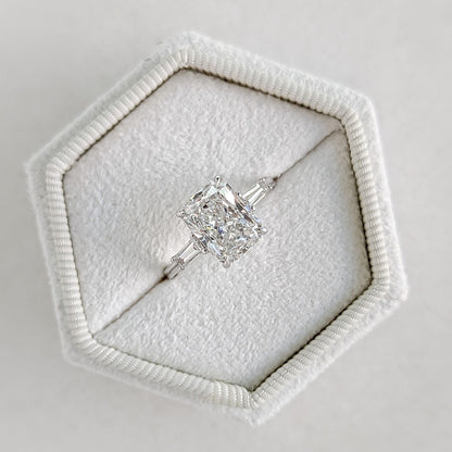 2 CT Radiant Cut Three Stone Moissanite Engagement Ring