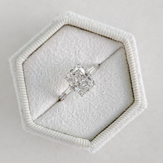 2 CT Radiant Cut Three Stone Moissanite Engagement Ring