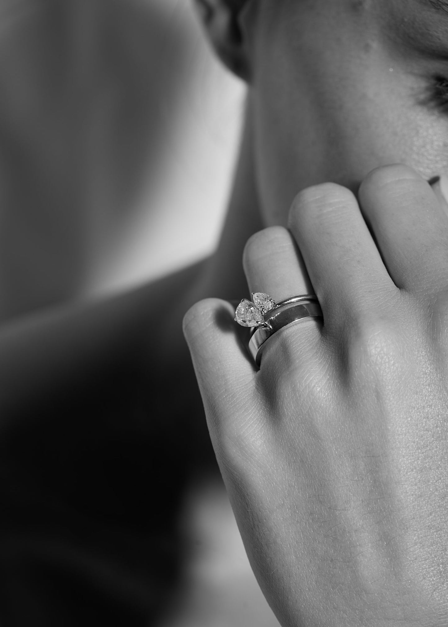 1.25 TCW Pear Cut Two Stone Moissanite Engagement Ring