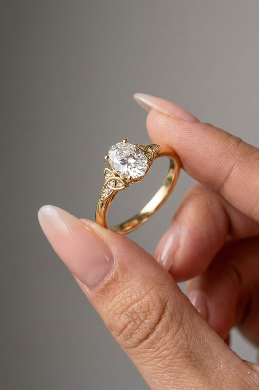 Oval Cut Vintage Style Moissanite Engagement Ring