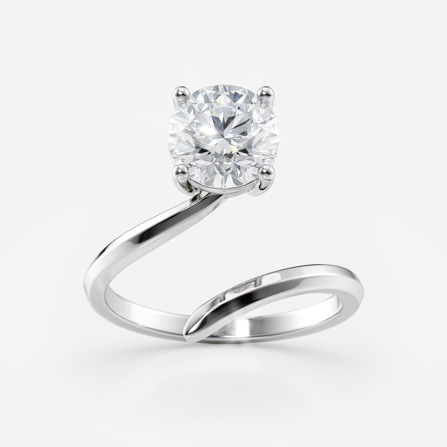 1.5 CT Round Cut Open Bypass Moissanite Engagement Ring