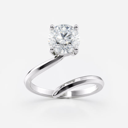 1.5 CT Round Cut Open Bypass Moissanite Engagement Ring