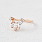 0.5 TCW Marquise & Baguette Moissanite Cluster Curved Wedding Band