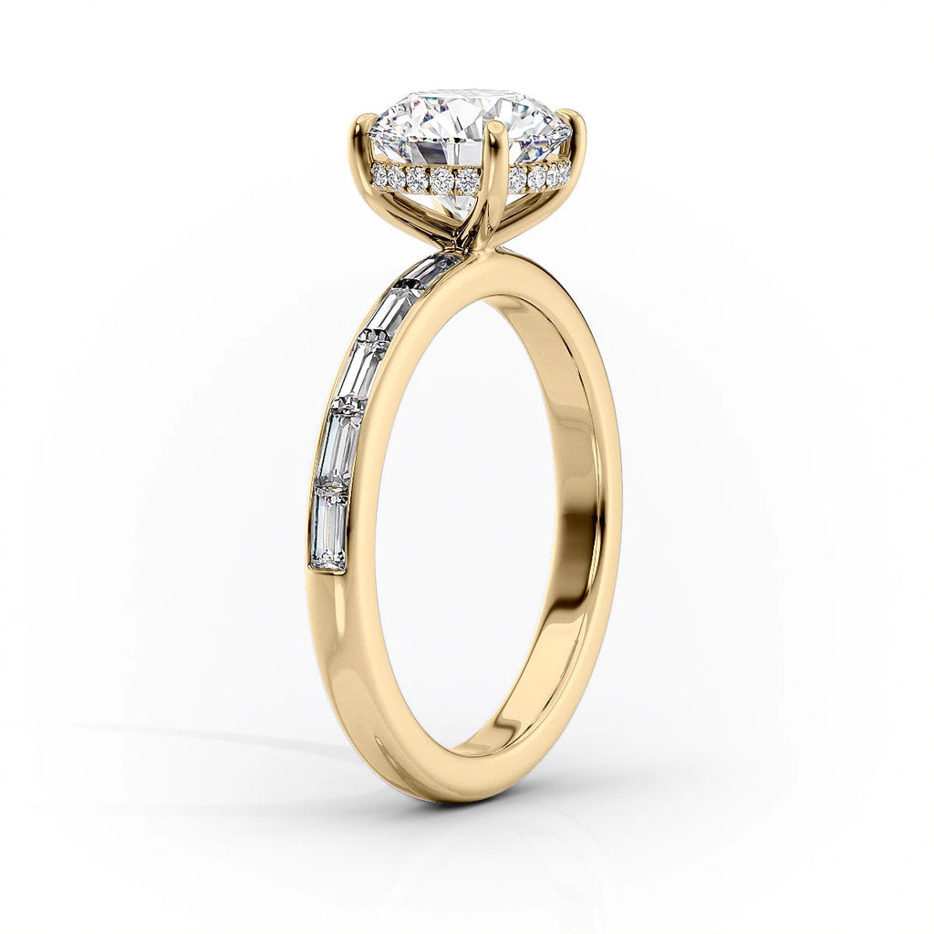 1.5 CT - 2 CT Emerald Cut Hidden Halo Channel Setting Moissanite Engagement Ring