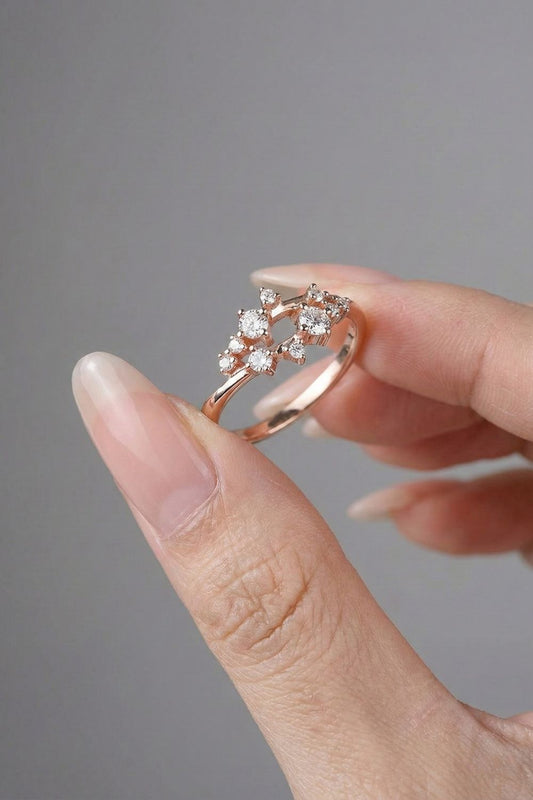 Round Moissanite Cluster Wedding Band