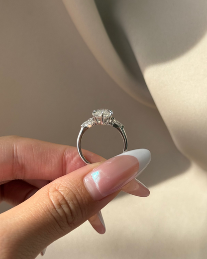 3 CT Marquise Cut Lab grown Diamond Three Stone Engagement Ring