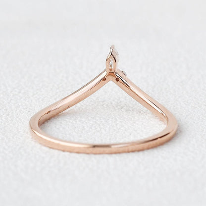 0.065 TCW Marquise & Round Moissanite V-shape Wedding Band