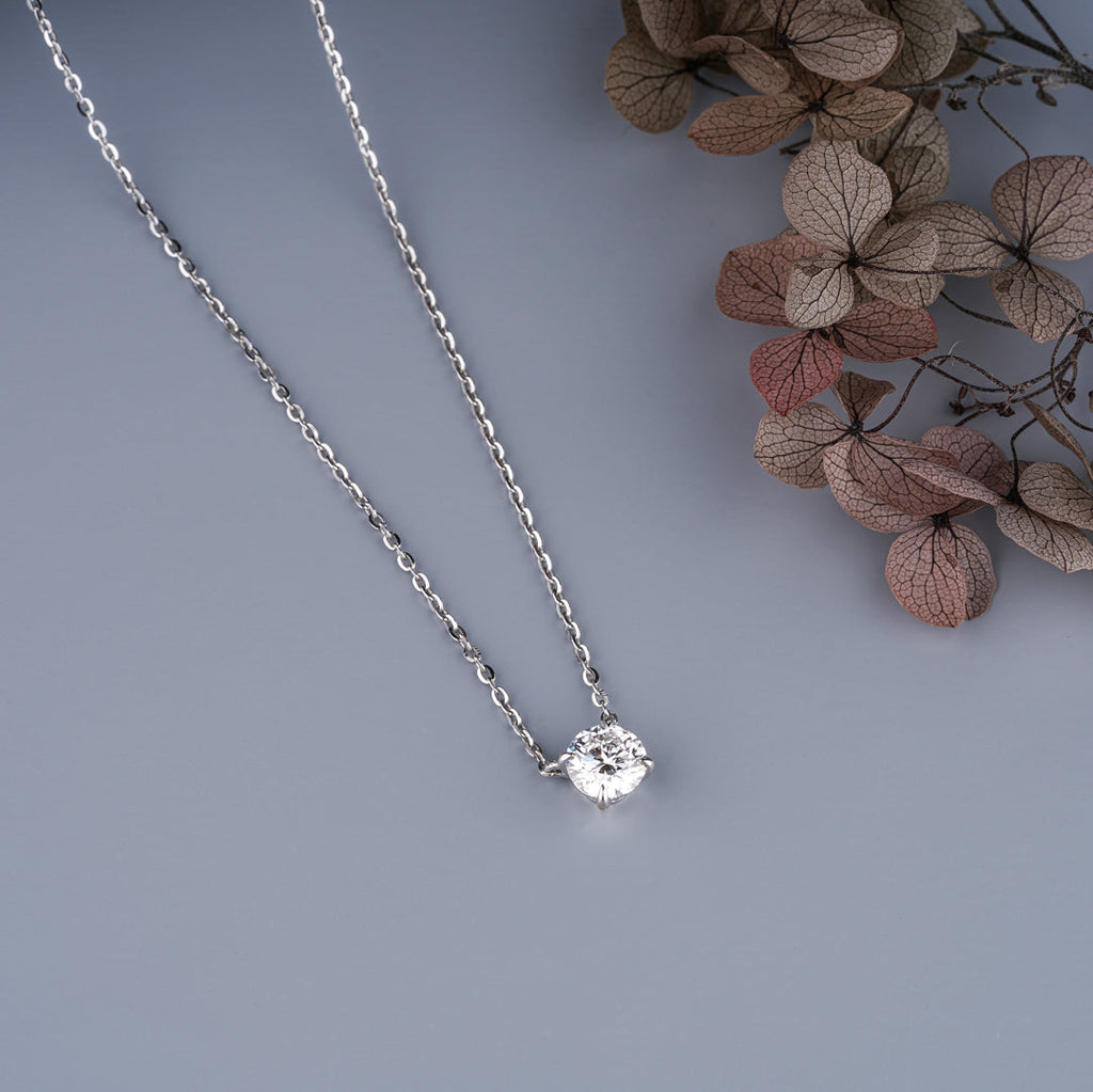 0.5 - 5.00 CT Round Cut Moissanite Diamond Solitaire Pendant Necklace