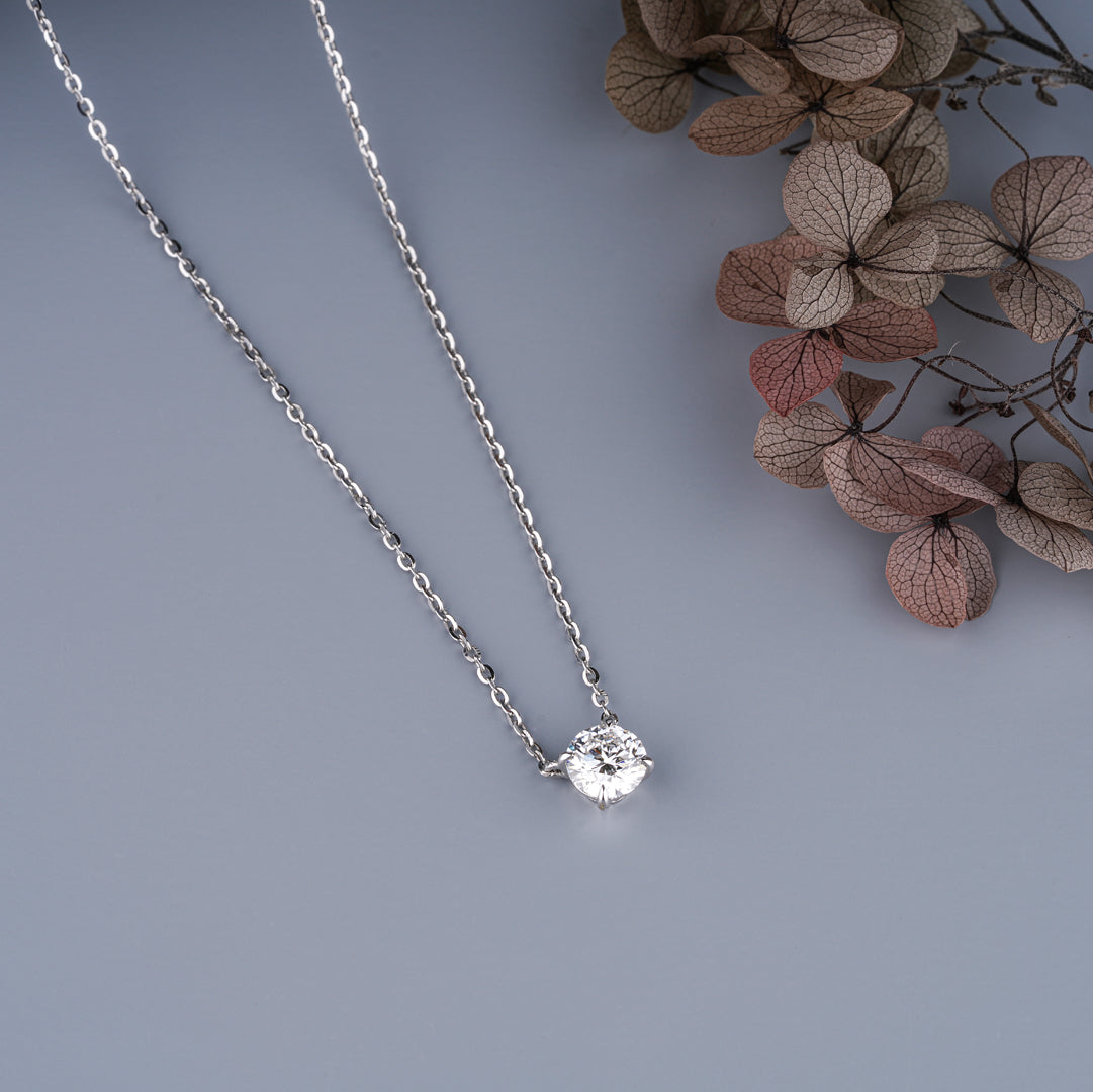 0.5 - 5.00 CT Round Cut Moissanite Diamond Solitaire Pendant Necklace