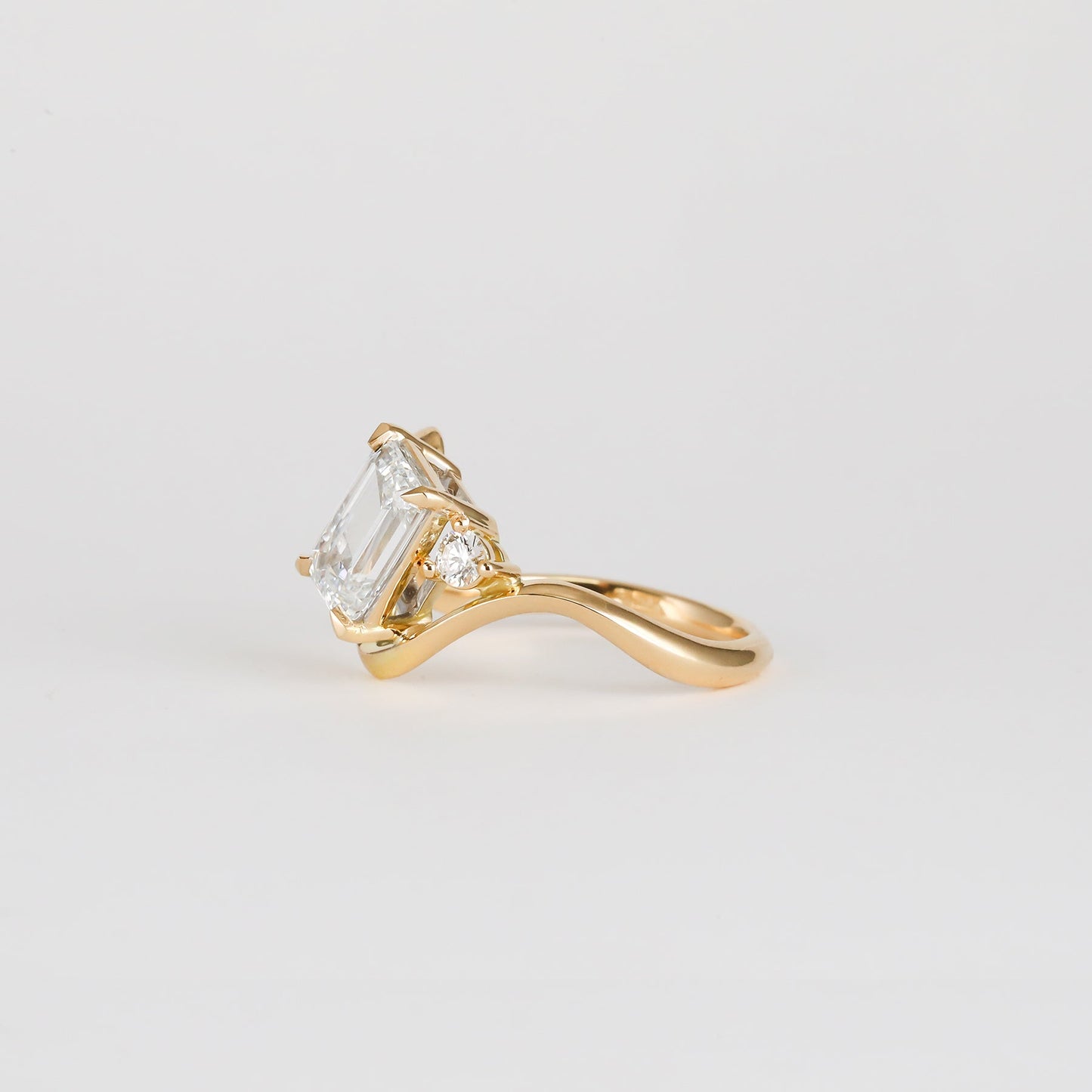 1.92 CT - 2.92 CT Emerald Cut Lab grown Diamond Side Stone Unique Engagement Ring