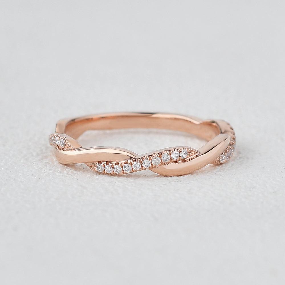 0.1 TCW Round Moissanite Twisted Full Eternity Wedding Band