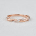 0.1 TCW Round Moissanite Twisted Full Eternity Wedding Band