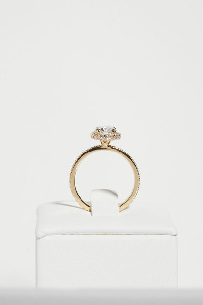 1 CT - 2 CT Round Cut Halo & Pave Moissanite Engagement Ring