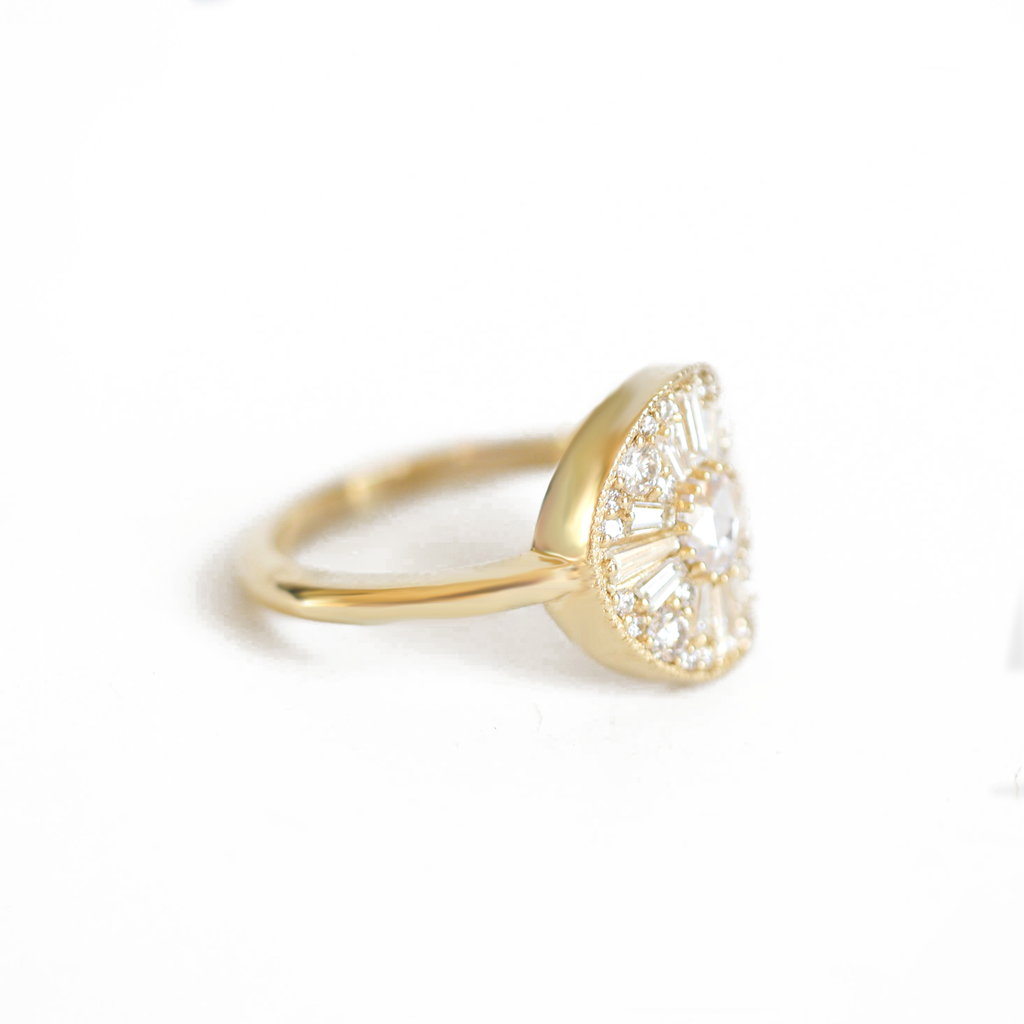 0.2 CT Round Cut Moissanite Round Shape Mosaic Engagement Ring