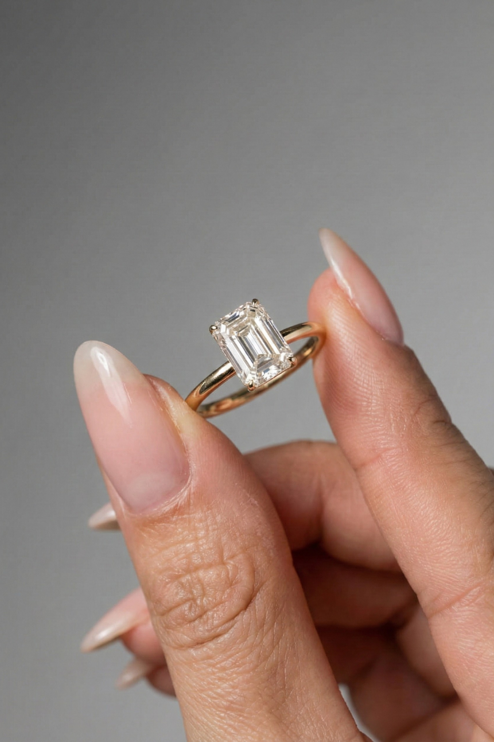 Emerald Cut Solitaire Moissanite Engagement Ring
