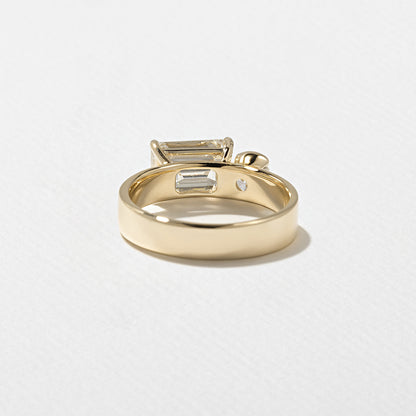 2.55 TCW Emerald & Round Cut Lab grown Diamond Two Stone Engagement Ring