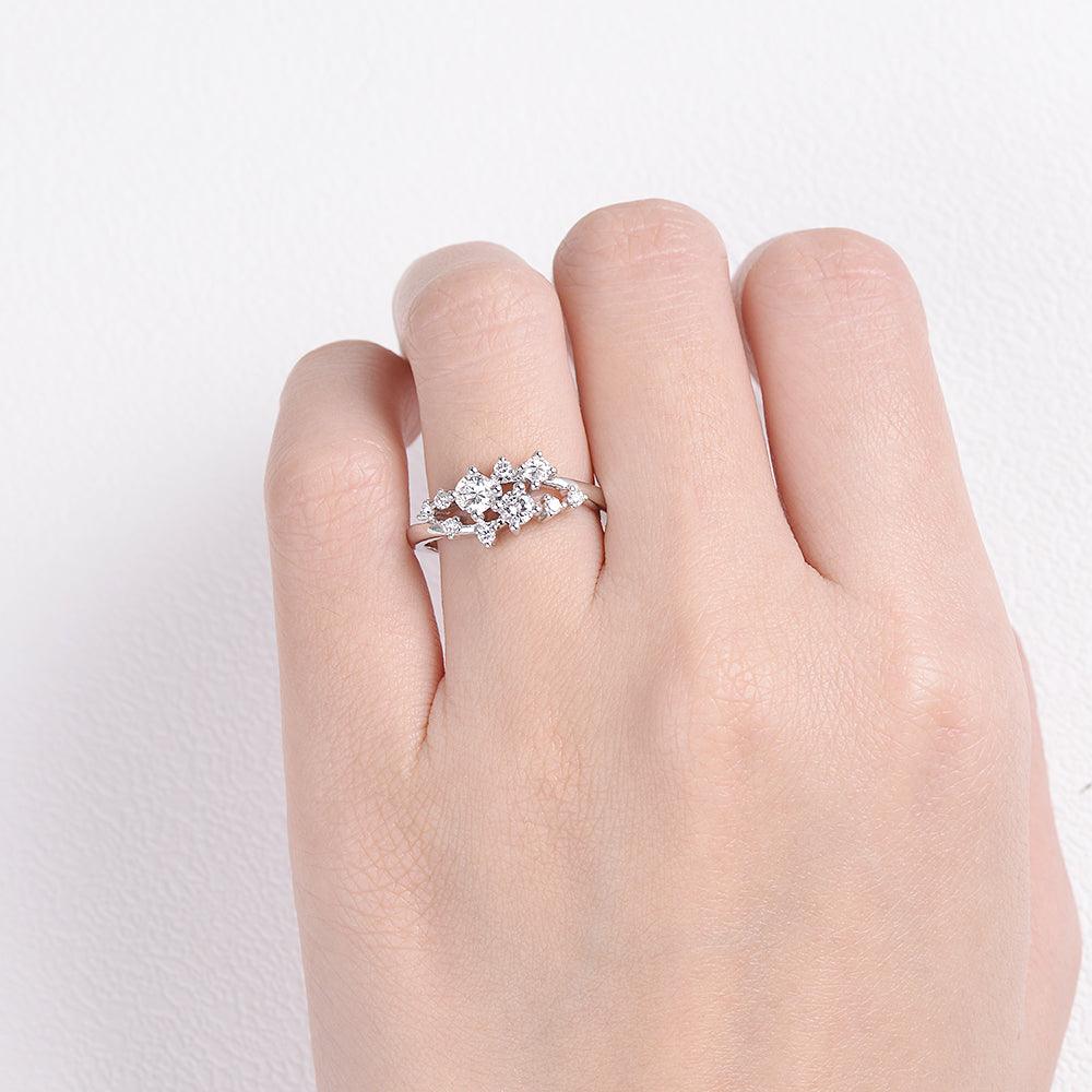 0.32 TCW Round Moissanite Cluster Wedding Band