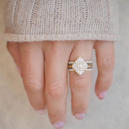 0.34 CT Round Cut Moissanite Art Deco Mosaic Engagement Ring