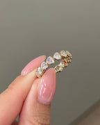 1.7 TCW Heart CVD Diamond Half Eternity with Bezel Wedding Band