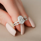 2.5 CT Oval Cut Moissanite Half Eternity Bridal Set
