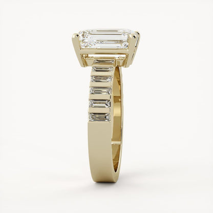 3 CT Emerald Cut Lab grown Diamond Pave Engagement Ring