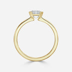 1.2 CT - 1.5 CT Emerald Cut Half Bezel Solitaire Moissanite Engagement Ring