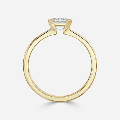 1.2 CT - 1.5 CT Emerald Cut Half Bezel Solitaire Moissanite Engagement Ring