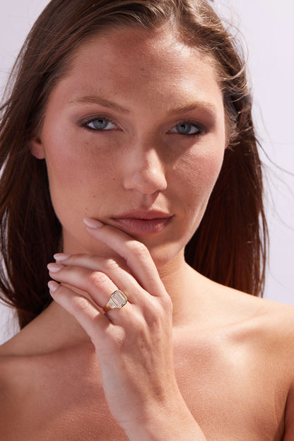 4 CT Emerald Cut Side Stones Flush Set Moissanite Engagement Ring