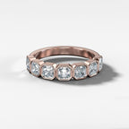 1.05 TCW Asscher CVD Diamond Half Eternity Bezel Set Wedding Band