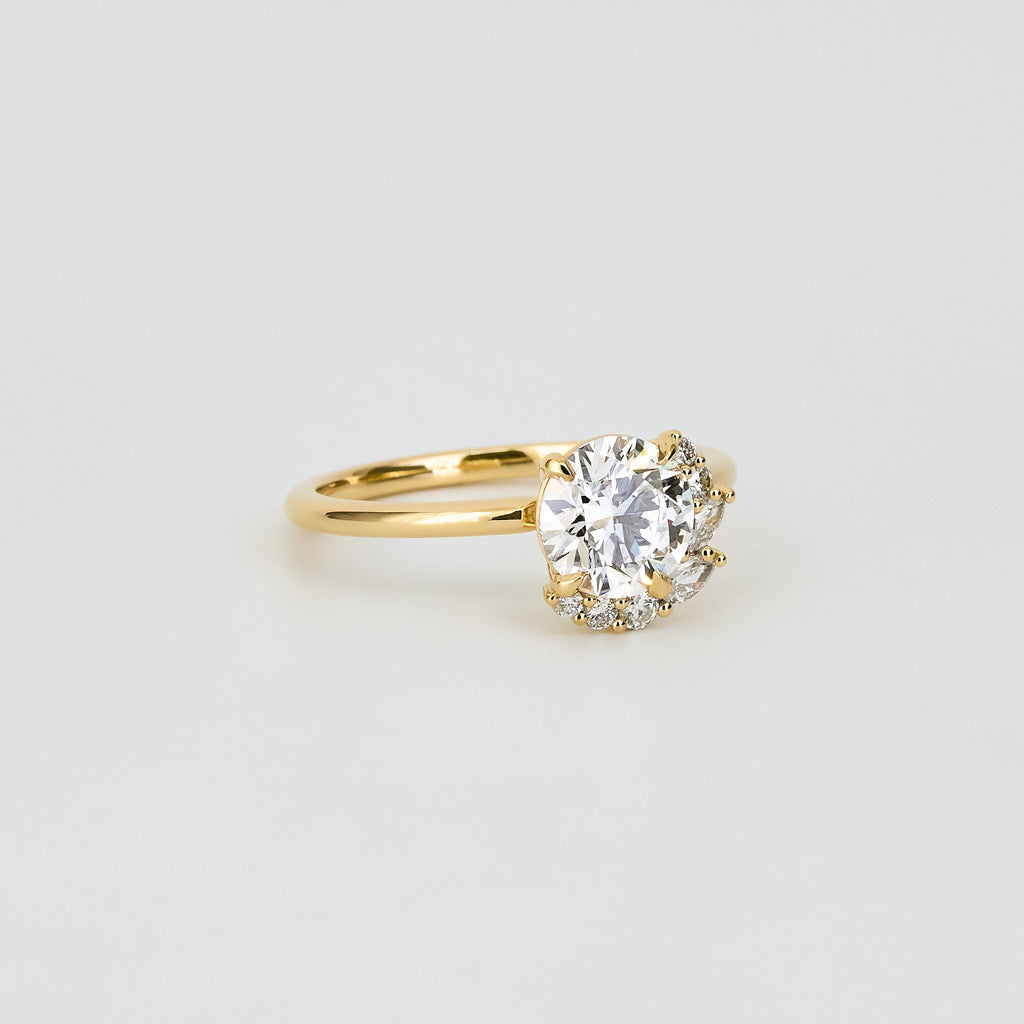 1.24 CT - 3.24 CT Round Brilliant Cut Lab grown Diamond Cluster Engagement Ring
